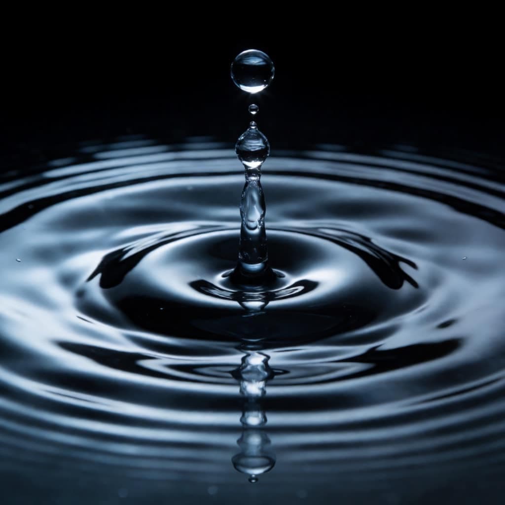 Water droplet rippling on a still surface